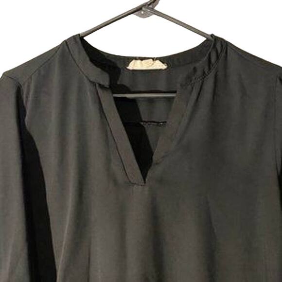 Pink Rose Black Cuffed Sleeve V-Neck Lightweight Blouse Women Sz M - Picture 5 of 6